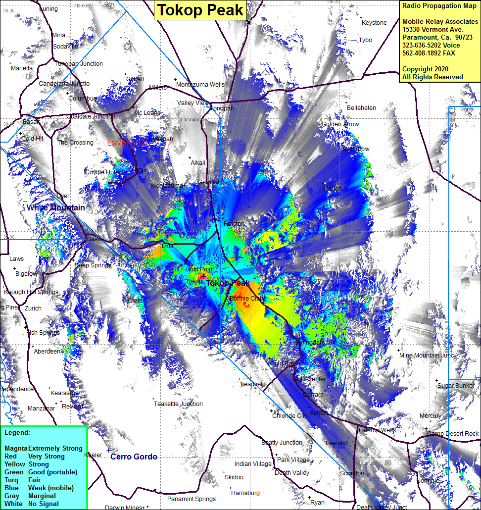 heat map radio coverage Tokop Peak